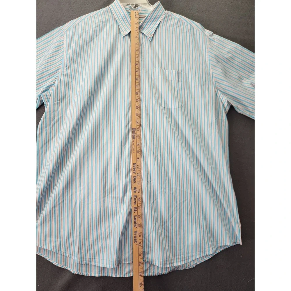 Peter Millar Men's Aqua White Pink Stripe Cotton Casual Dress Preppy‎ Shirt XXL